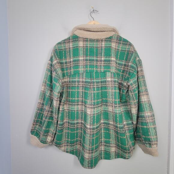 NWT Panache Apparel Womens S Westport Plaid Snap Button Sherpa Trim Jacket Green - Picture 2 of 14